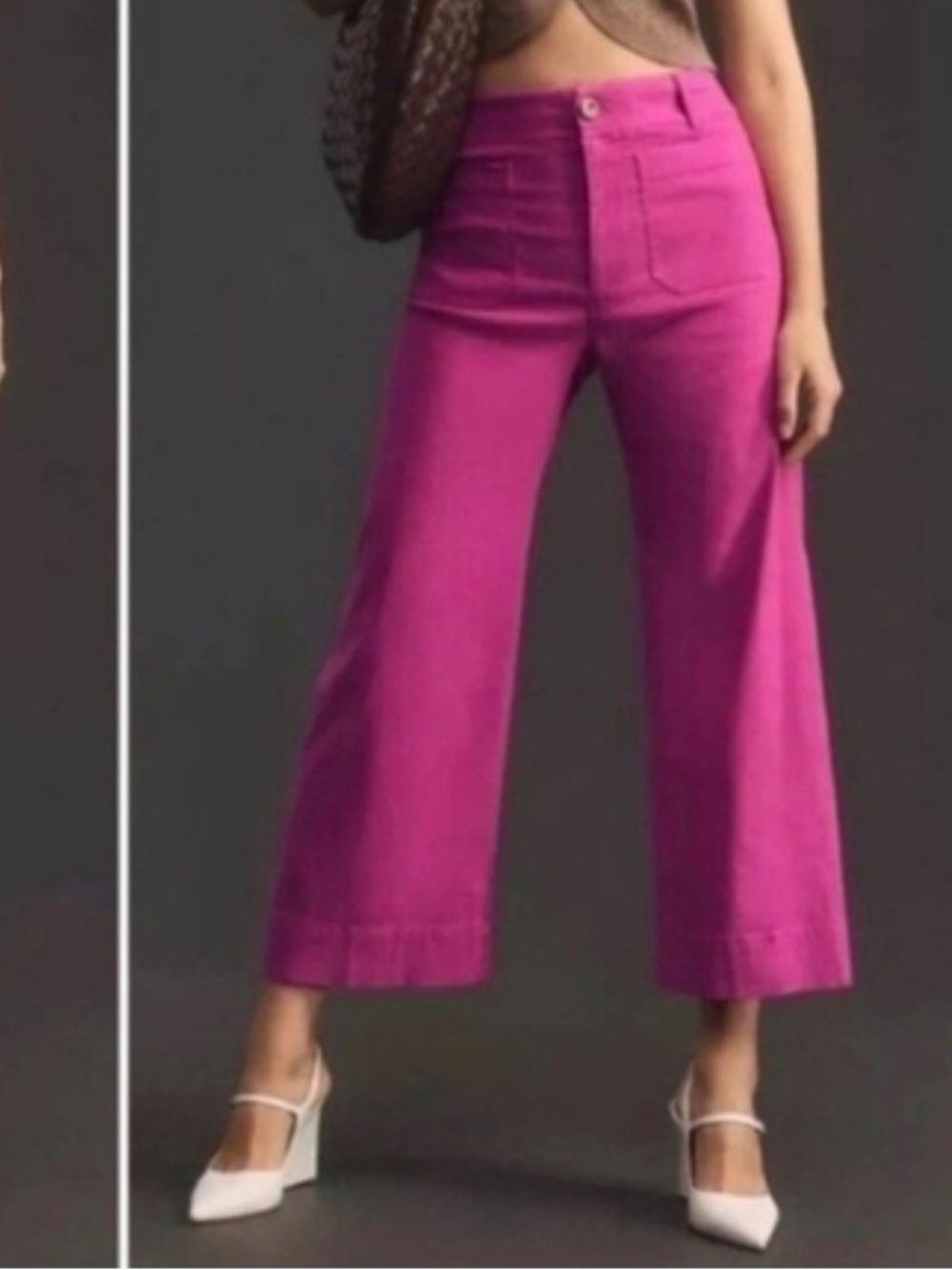 Anthropologie Maeve The Colette Wide Leg Pants Magenta Magic Fabric Crop Size 31